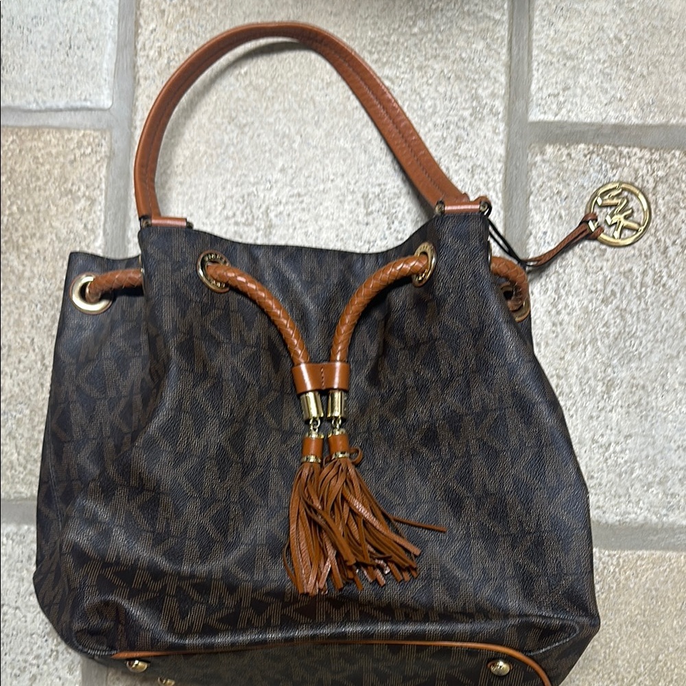 Michael Kors Brown Shoulder Bag with Tassel Charm
